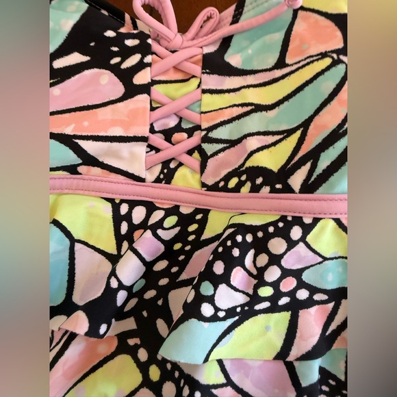 Colorful Ruffled Swimsuit Set - Picture 2 of 4